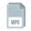 document, extensiom, file, format, mpo, mpo icon 