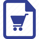 cart, document, sales, shopping list, document cart