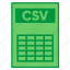 csv, document, extension, file, filetype, format, type 