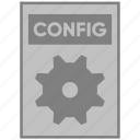 cogwheel, config, configuration, document, file, paper