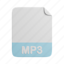 mp3, document, file, front, paper, extension 