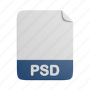 psd, document, file, front, extension 