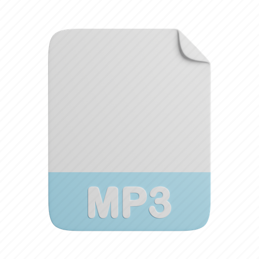 Mp3, document, file, front, paper, extension 3D illustration - Download on Iconfinder