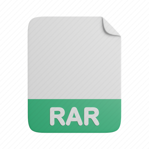 Rar, document, file, front 3D illustration - Download on Iconfinder