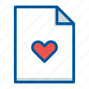 document, favourite, file, heart