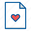 document, favourite, file, heart 