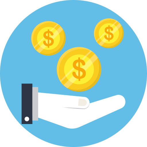 Coins on hand, dollar, investment, money, share icon - Free download