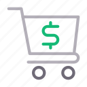 basket, buying, cart, dollar, shopping
