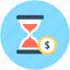 dollar, hourglass, time importance, time is money, wait 