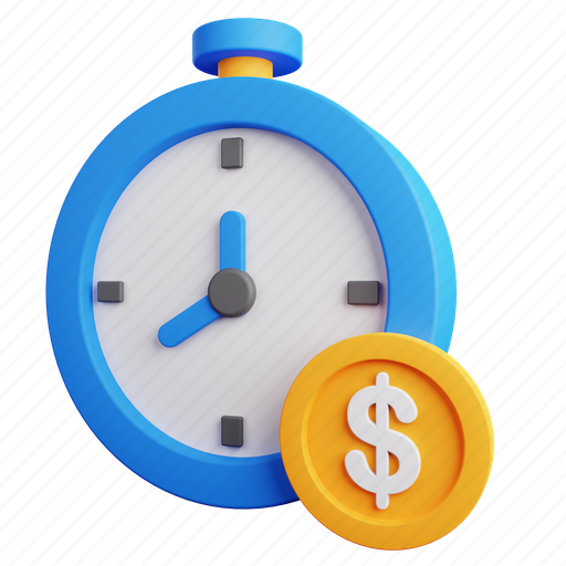 Money time, dollar, coin, finance, clock, marketing, business 3D illustration - Download on Iconfinder