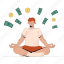 meditating, money, banking, coin, cash, currency, payment, dollar, finance 