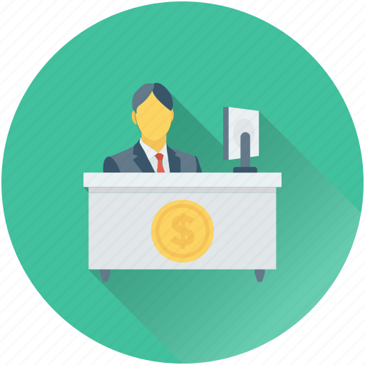 Accountant, businessman, clerk, employee, office desk icon - Download on Iconfinder