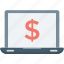 dollar, laptop, laptop pc, online banking, online business 
