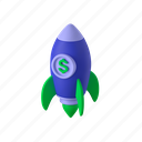 rocket, dollar, spaceship, finance, startup, business, space