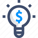 bulb, dollar, idea, innovation, invention