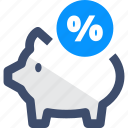 money, percentage, piggy bank, save, savings