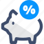 money, percentage, piggy bank, save, savings 