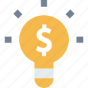 bulb, dollar, idea, innovation, invention