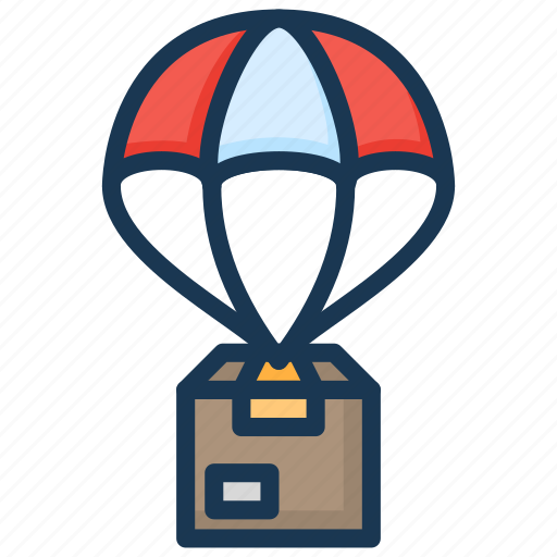 Box, delivery, drop, package, parachute, product icon - Download on Iconfinder