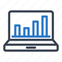 analytics, bar, chart, data, graph, laptop, report