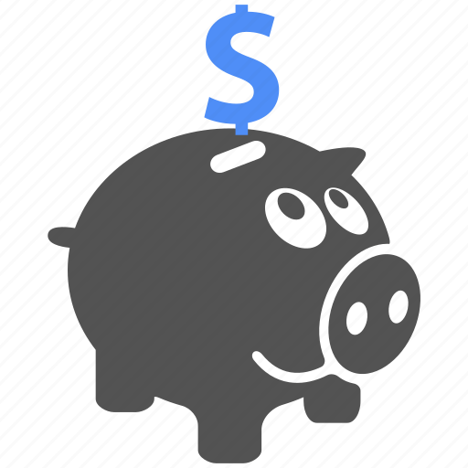Coins, finance, pig, save, saving, blue, piggy icon - Download on Iconfinder