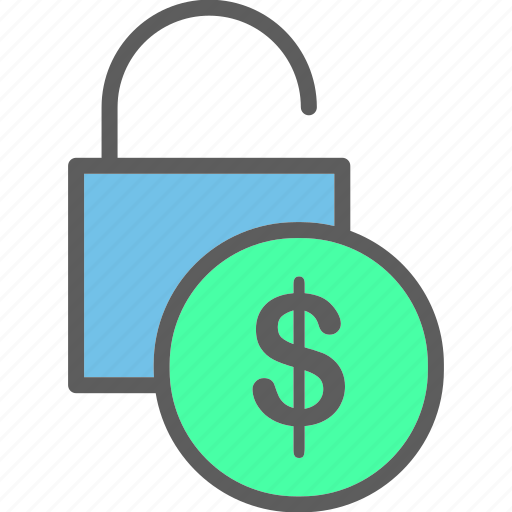 Banking, dollar, insurance, open, padlock, safe money, unlock icon - Download on Iconfinder