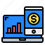 financial, graph, laptop, mobilephone, report, screen 