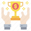 financial, hands, money, trophy