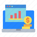 financial, graph, laptop, money, website