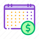 calendar, coin, dollar, financial 