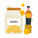 saving, money, jar, finance, dollar, financial, coin, management, illustration 