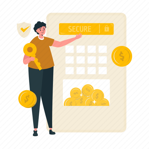 Lock, money, secure, investment, saving, business, banking illustration - Download on Iconfinder