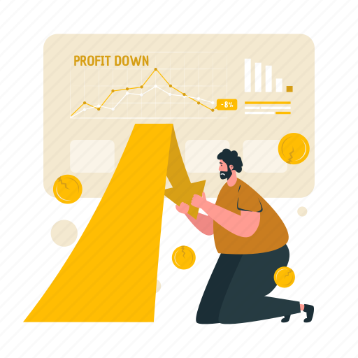 Profit, down, arrow, move, investment, strategy, pointer illustration - Download on Iconfinder