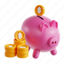 piggy, bank, 3d icon, 3d illustration, 3d render, piggy bank, savings, money storage, financial planning 