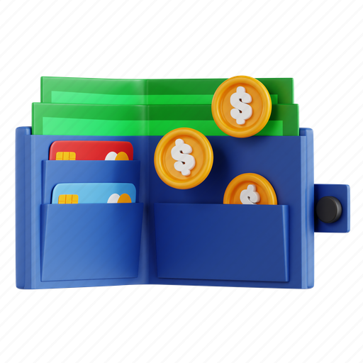 Wallet, 3d icon, 3d illustration, 3d render, money storage, financial planning, cash management 3D illustration - Download on Iconfinder