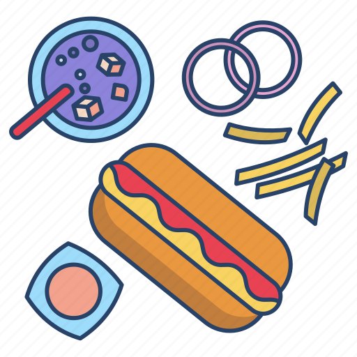 Hot, dog, coke, fries, onion icon - Download on Iconfinder