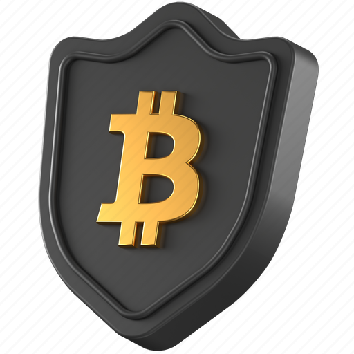 Btc, shield, black, crypto, insurance, safety, protection 3D illustration - Download on Iconfinder