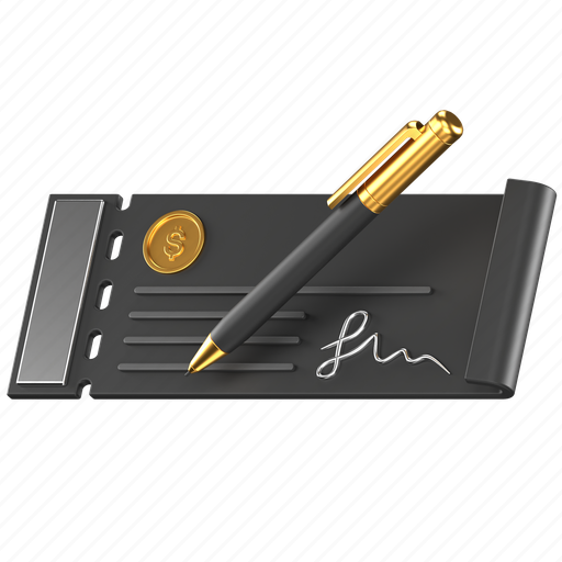 Cheque, black, bank, cash, money, payment, business 3D illustration - Download on Iconfinder