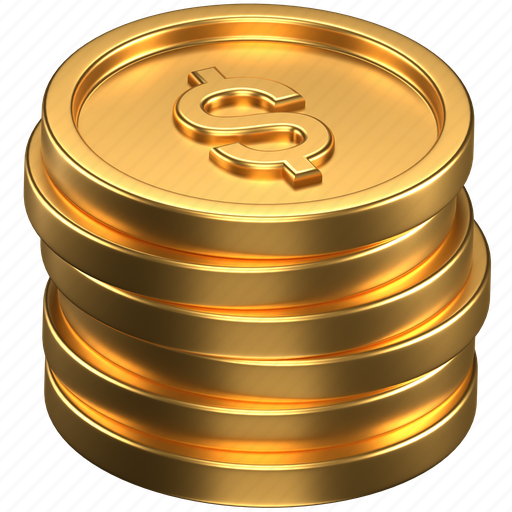 Coin, stack, gold, currency, finance, money, dollar 3D illustration - Download on Iconfinder