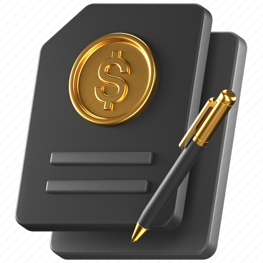 Dollar, contract, black, business, agreement, terms 3D illustration - Download on Iconfinder