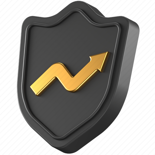 Profit, shield, black, safety, safe, save, secure 3D illustration - Download on Iconfinder