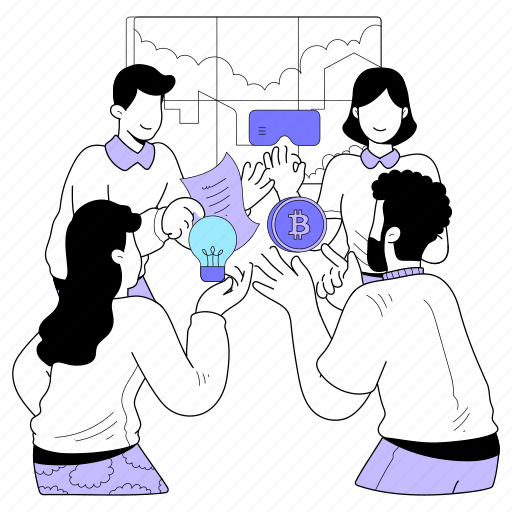 Communication, group, employees, brainstorm, conversation, tech, devices illustration - Download on Iconfinder