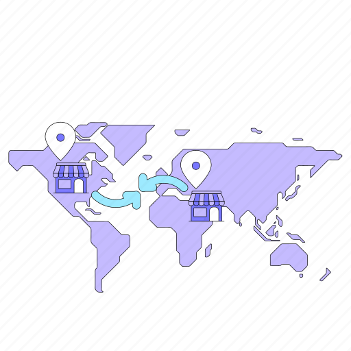 E, commerce, transaction, country, international, global, location illustration - Download on Iconfinder