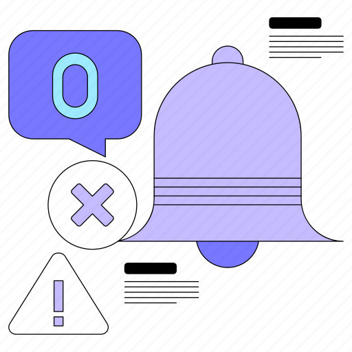 Error, notification, bell, reminder, zero, cancel, xmark illustration - Download on Iconfinder