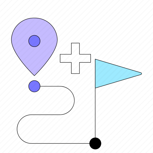 Location, destination, flag, pin, route, marker, map illustration - Download on Iconfinder