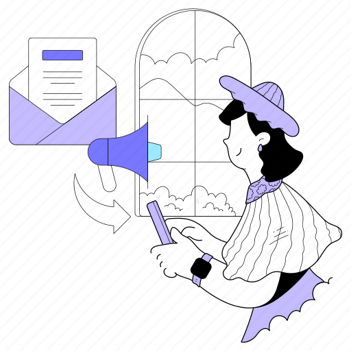 Marketing, customer, view, email, campaign, newsletter, megaphone illustration - Download on Iconfinder