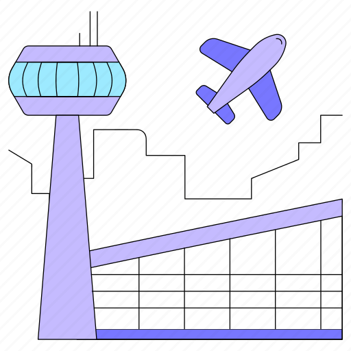 Transportation, airport, flight, plane, airplane, aeroplane, location illustration - Download on Iconfinder