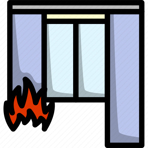 Danger, fire, home, curtain, emergency, building, house icon - Download on Iconfinder