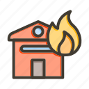 fire house, fire, house, building, flame
