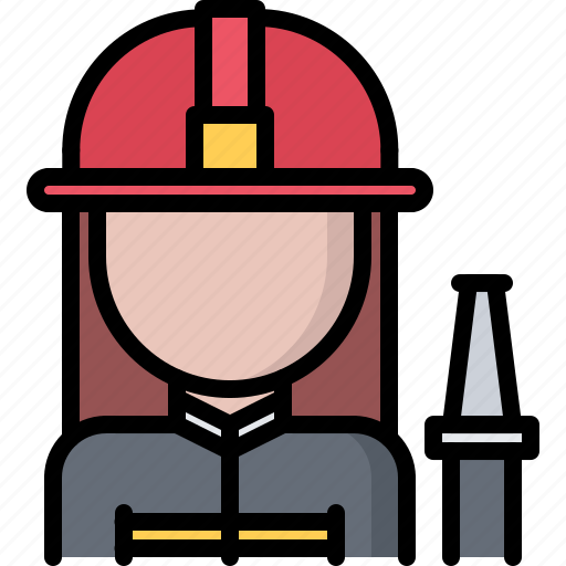 Woman, helmet, hose, fireman, fire icon - Download on Iconfinder